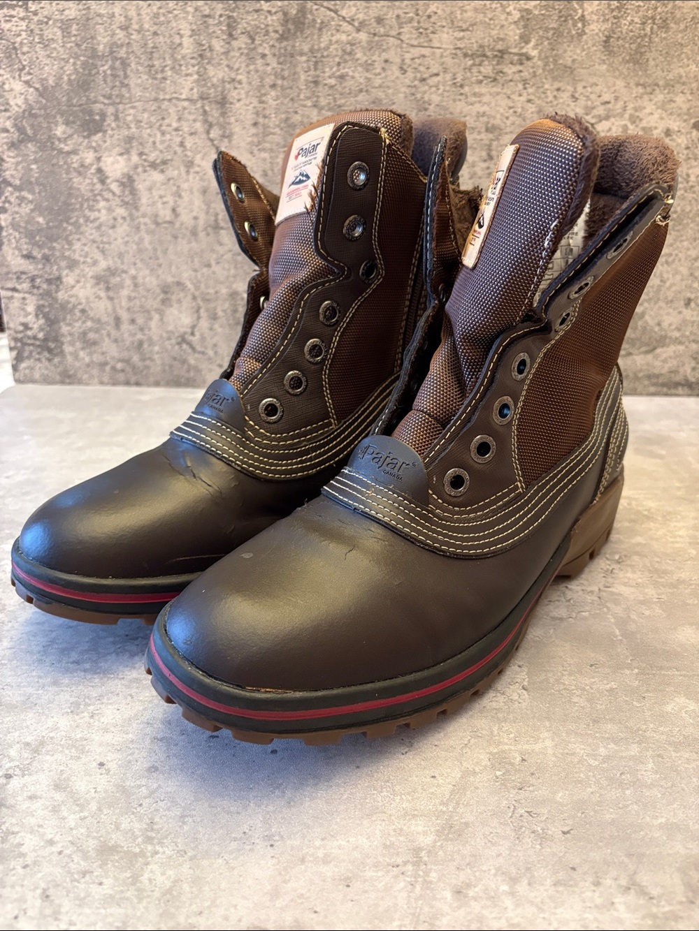 Pajar Men's Brown Leather & Textile Boots size 9-9.5 some flaws